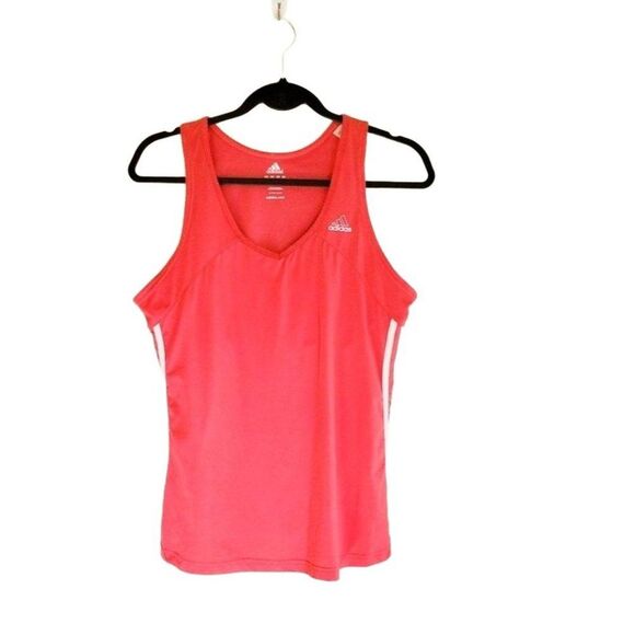 Adidas Womens Tank Pink L Three Stripes Workout Sleeveless Active Top - Picture 6 of 6